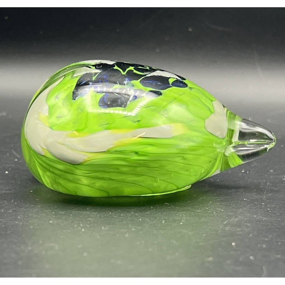 Artist Signed Blue Green Heart Shaped Art Glass Paperweight Seattle Seahawks - Picture 7 of 9